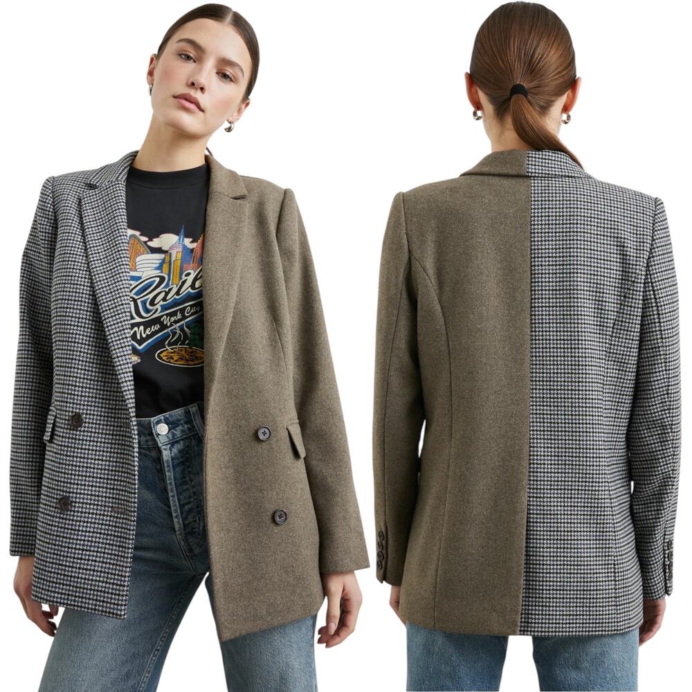 Rails Two-Tone Houndstooth & Olive Blazer Jacket